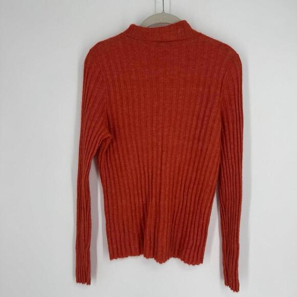 Madewell sweater XL orange mock neck alpaca stretch sheer lightweight fall - Picture 5 of 5